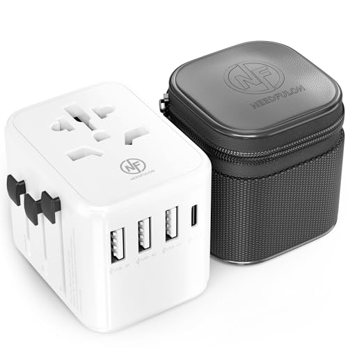 NEEDFULON Worldwide Universal Travel Plug Adapter with 3 USB A + 1 USB C, Dual 10A Fuses | All-in-One Compact Socket Charger | zipper pouch | International Adaptor for UK, USA, EU, AUS, 200+ Countries NEEDFULON Worldwide Universal Travel Plug Adapter with 3 USB A + 1 USB C, Dual 10A Fuses | All-in-One Compact Socket Charger | zipper pouch | International Adaptor for UK, USA, EU, AUS, 200+ Countries