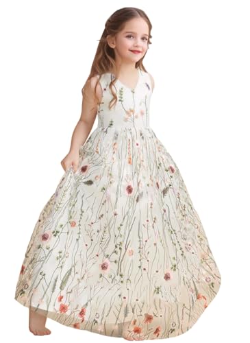 Jacquard Flower Girls Dresses for Wedding Embroidery Little Girls Dresses for Garden Ball-Gown PT028
