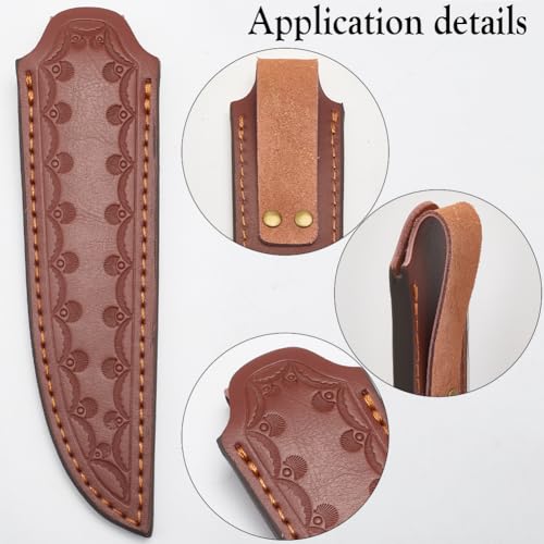 Image of GORGECRAFT Medieval Cowhide Leather Sheath Fixed Blade Straight Leather Scabbard Pouch Daggers Holder Right Hand Belt Cover Retro Horizontal Case Decor for Halloween Cosplay Outdoor Hunting Camping