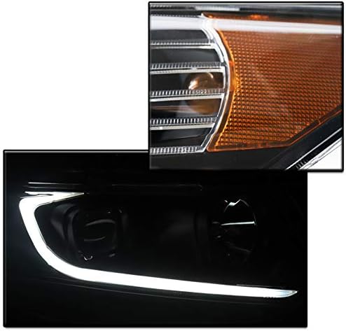 LED Tube Projector Headlights Headlamps Black Compatible with 2009-2014 Acura TSX