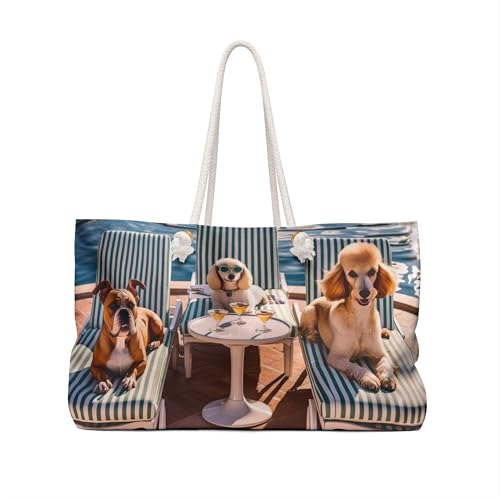 Chic Vintage Dog-Themed Weekender Bag, Pet Lover Beach Tote, Dog Parent Gift, Travel Bag, Poodle Mom2