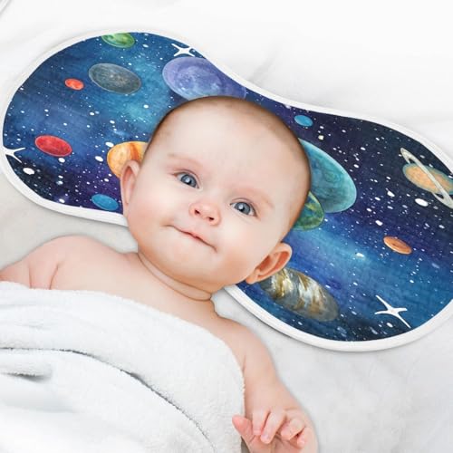 J JOYSAY Planet Starfield Darkblue Baby Burp Cloths for Boys Girls Large 22''x11'' Cotton 4 Layer Spit Up Burp Rags for Drool Newborn one sizex24