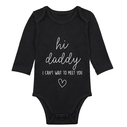 Image of Hi Daddy Bodysuit for Baby Hello Daddy Pregnancy Announcement for Husband I Love Daddys Baby Romper