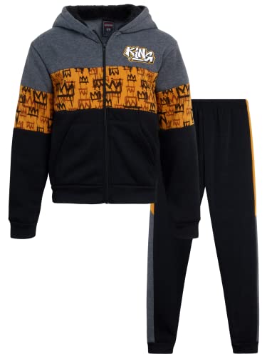 Quad Seven Boys' Active Sweatsuit Set - Heavyweight Sherpa Lined Sweatshirt And Jogger Sweatpants - Kids' Gym Clothing (8-18), Size 12-14, Timber King #TOP23