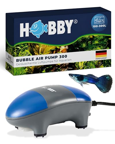 HOBBY Aquaristik Bubble Air Pump 300 I Luftpumpe für Aquarien 100–300 l I 3,5 W / 2 × 2,5 l/min Förderleistung I Sauerstoffpumpe für Süß- & Meerwasseraquarien