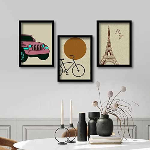 Image of kotart Vintage Travel Theme Framed Wall Posters with Frame - Home Decor Paintings for Living Room Set of 3 (Art 2, 10x13 inch)