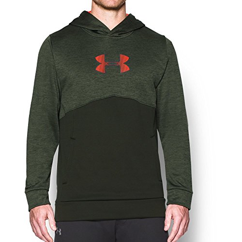 Under Armour Men's Storm Icon Logo Twist Hoodie, Artillery Green (357)/Bolt Orange, X-Large
