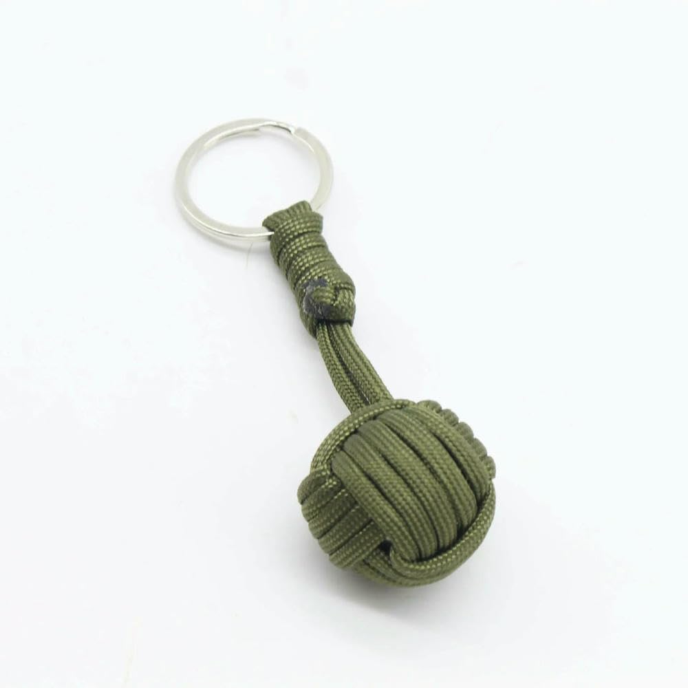 Portachiavi in Paracord a Forma di Palla d'Acciaio con Pugno di Scimmia per Sopravvivenza all'aperto autodifesa tattico Corda da Paracadute Ciondolo Portachiavi a Forma di Palla Intrecciata.