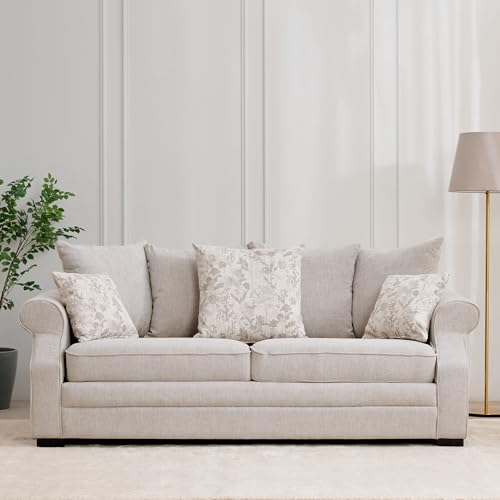 Image of Home Centre | Botanical | Fabric|Solid Wood | Sofa Sets | Grey | Sofa Set 3+2 | 1 Year Warranty