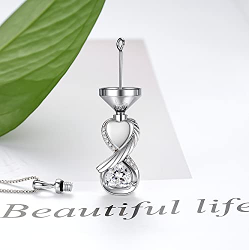 Sterling Silver Infinity Urn Necklace for Ashes for Women - 925 Wing Cremation Necklace Jewelry that Hold Ashes of Human or Pet - Memorial Keepsakes Heart Pendant Gift Jewelry4