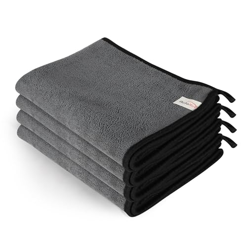 Image of Auto Hub Big Size 90X60 cm Microfiber Cloth for Car - Ultra Soft - Suede Edges & Dual Sided Microfiber Cloth - Lint & Streak Free Car Cleaning Cloth - Multipurpose Car Wash Cloth for Drying-4pc,Grey