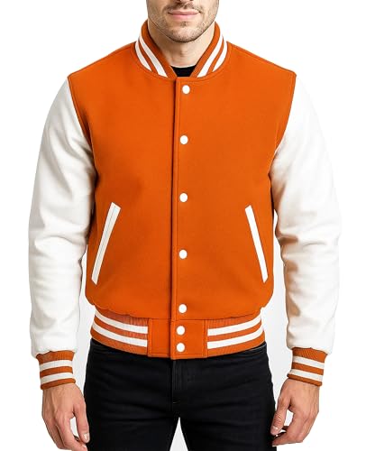 Image of Mens Varsity Letterman Baseball Bomber Jacket | Casual Fashion Wool & Faux Leather College /High School Jackets