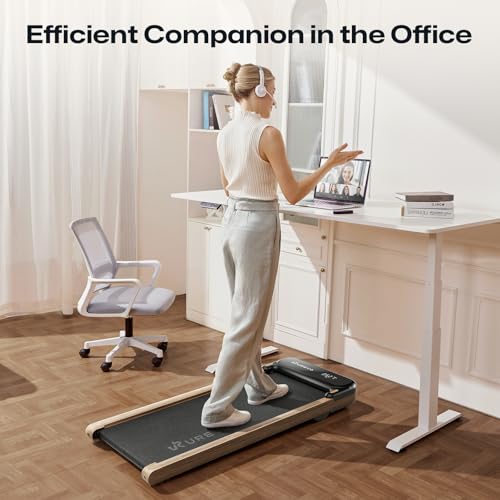 UREVO Walking Pad for Home, Under Desk Treadmill with APP and Remote Control, Double Shock Absorbent Portable Walking Treadmill with Wooden Design for Home Office - Image 4