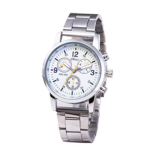 Bokeley Mens Watches, Luxury Men's Wrist Watch - Stainless Steel Band - Chronograph Watch - Japanese Quartz Movement (White)