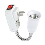 Electop E27 Socket Adapter with On/Off Switch to US Plug, Flexible Extension Lamp Bulb Holder Converter