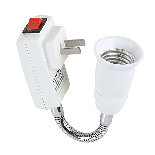 ELECTOP E27 Socket Adapter with On/Off Switch to US Plug,Flexible Extension Lamp Bulb Holder Converter