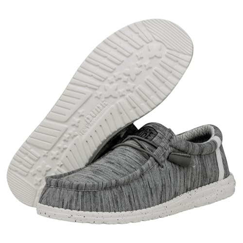 HEYDUDE Men's Wally Stretch Stone White Size 8| Men's Loafers | Men's Slip On Shoes | Comfortable & Light-Weight3