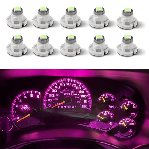 Image of 10PCS T4.2 Led Bulb Neo Wedge 10mm Base, Car Interior Dash Light, 12V IP65 Waterproof 3030 Chip LED Super Bright A /C Indicator Light, Climate Control Switch Indication Bulb for Cars (Pink)