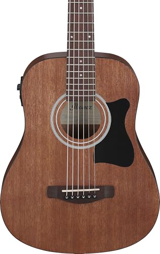 Image of Ibanez Mini Dreadnought Acoustic-Electric Guitar, Open Pore Natural, Built-in Electronics, Compact Travel Size V44MINIE-OPN