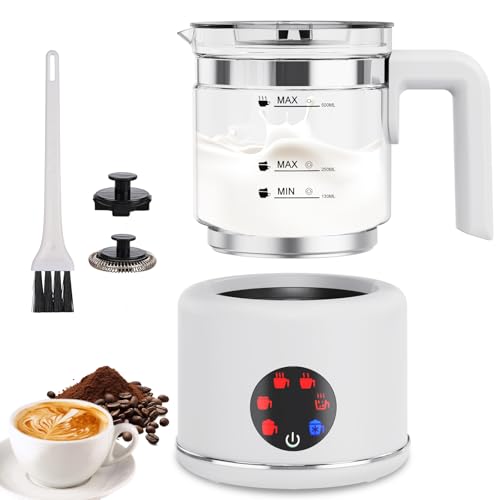 6 in 1 Milchaufschäumer Elektrisch, 600W Milchwärmer, 500 ml milchaufschäumer induktion, Visuelles Glas, Spülmaschinenfest,Sicheres Material für Kaffee, Latte, Cappuccino, Weiß 6 in 1 Milchaufschäumer Elektrisch, 600W Milchwärmer, 500 ml milchaufschäumer induktion, Visuelles Glas, Spülmaschinenfest,Sicheres Material für Kaffee, Latte, Cappuccino, Weiß