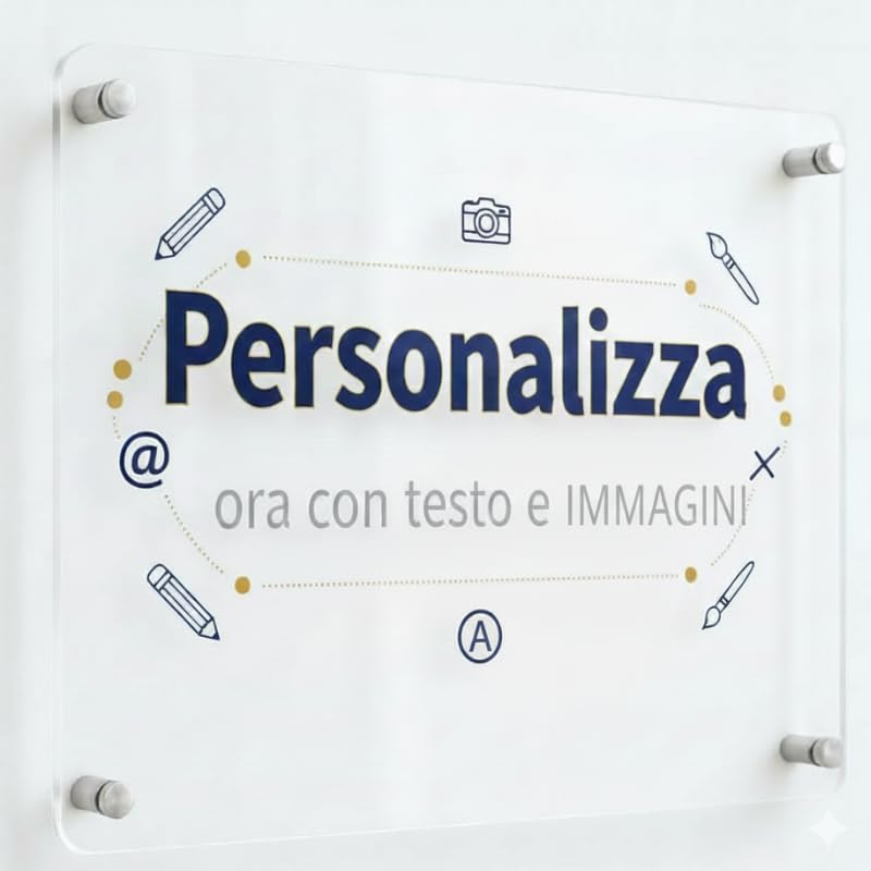 Placa personalizada acrílica 15 x 21 – Cartel con espaciadores personalizables con texto y logotipo, impresión UV – Placa exterior para oficinas, estudios médicos, tiendas, negocios