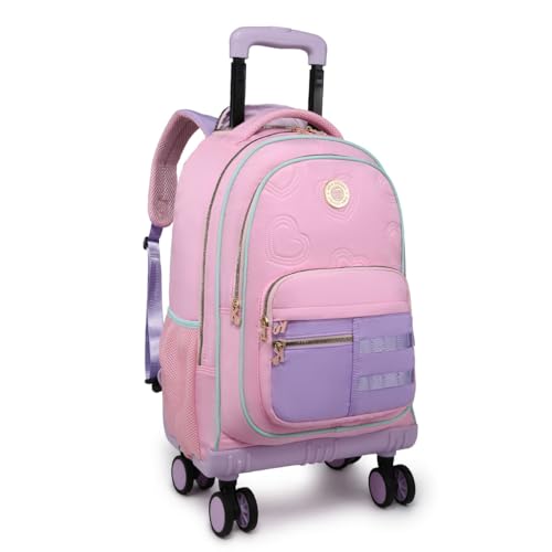 Mochila Infantil Menina Kika Escolar Grande 4 Rodas Duplas (Rosa)