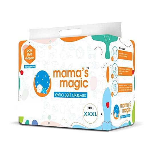 Mama's magic Baby pant Diapers For Kids & New born Extra soft - All Round Protection Super Slim Elastic Anti Bacterial - Absorbent Material Total Piece - 150 (Size - 3XL)-image-37