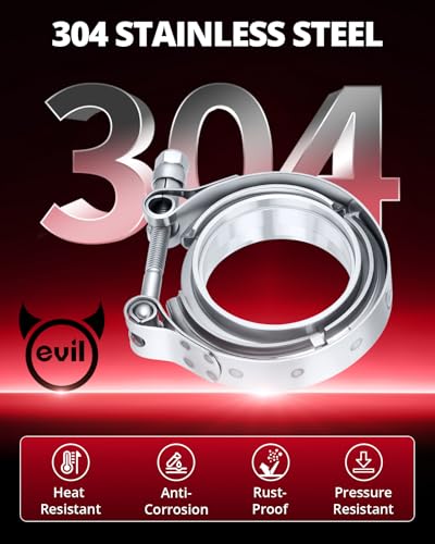 Image of EVIL ENERGY 4PCS V Band Clamp with Flange Male Female 304 Stainless Steel (2.75 inch)