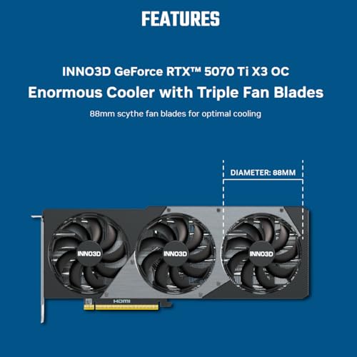 Image of INNO3D NVIDIA GEFORCE RTX 5070 Ti X3 OC 16GB GDDR7 256 Bit PCI Express Gen 5 Gaming Graphics Card - N507T3-16D7X-176068N