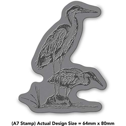 'Heron Birds' Rubber Stamp - Unmounted Design for Crafting & Scrapbooking, A7 (RS00007584)