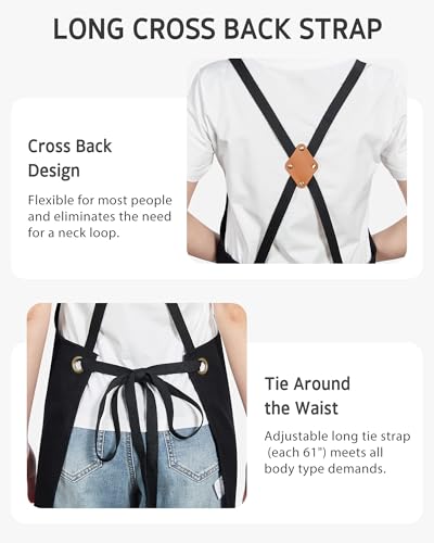 Image of Syntus Chef Apron for Men Women Kitchen Cooking Apron with Pockets, Adjustable Bib Aprons Stain Resistant