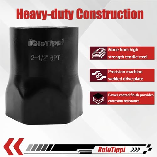 Image of 2-1 /2-Inch 6 Point Wheel Bearing Locknut Socket, 3 /4-Inch Drive, for Axle Nut Socket, Remove and Install Wheel Bearing Nuts, Carbon Steel, Powder-Coated (2-1 /2 inch 6PT, 3 /4 inch Drive)