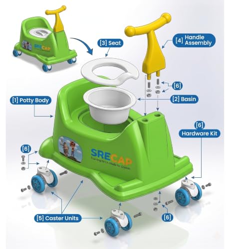 Image of The SRECAP 2-in-1 Potty Training Scooter is an innovative developmental tool designed to turn potty training into a fun, stress-free experience (Green Colour)