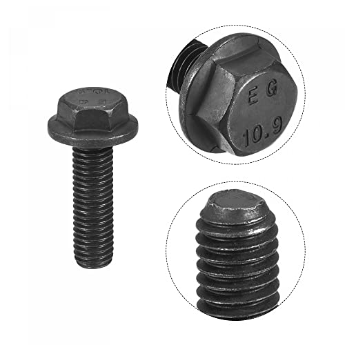 Image of uxcell Metric M10x35mm Hex Flange Bolts, 6pcs 10.9 Grade Carbon Steel Hexagon Head Screws