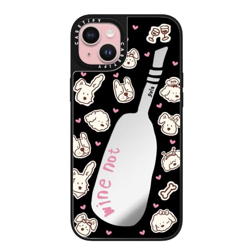 Coque miroir iPhone 15 Plus CASETiFY luxe argent sur noir