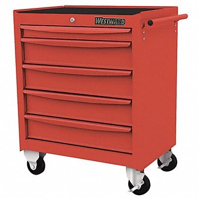 Rolling Cabinet,5 Drawers,Red,55 lb.