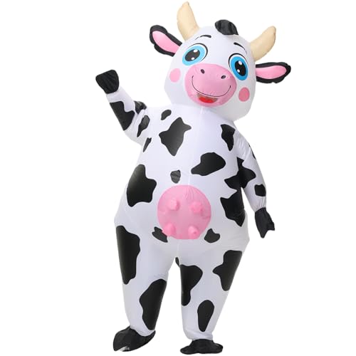ZISUEX Inflatable Cow Costume Adult Cow Blow up Suit Party Inflatable Animal Halloween Costume for Men Adult Christmas Dress up