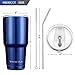 Stainless Steel Tumbler 30oz - Vacuum Insulated Tumbler Coffee Cup Double Wall Large Travel Mug with Lid, Straw, Brush, Gift Box Set (Blue, 30oz-1 Pack)