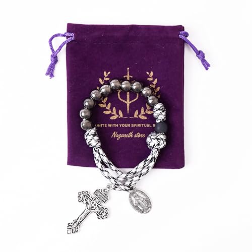 Nazareth Store One Decade Paracord Rosary Beads Pocket / Bracelet Rosary Miraculous / St Benedict / St Joseph Medal & Cross