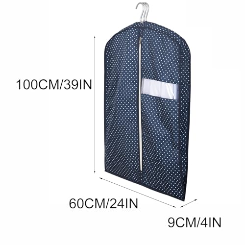 Blue Garment Bags for Hanging Clothes, Double Layer Dustproof, Garment Bag with Transparent Window, Large Capacity(60x9x100cm/24x4x39in)2