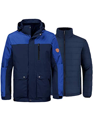 Wantdo Men's Waterproof 3-in-1 Ski Jacket Interchange Raincoat Snow Coat Blue L
