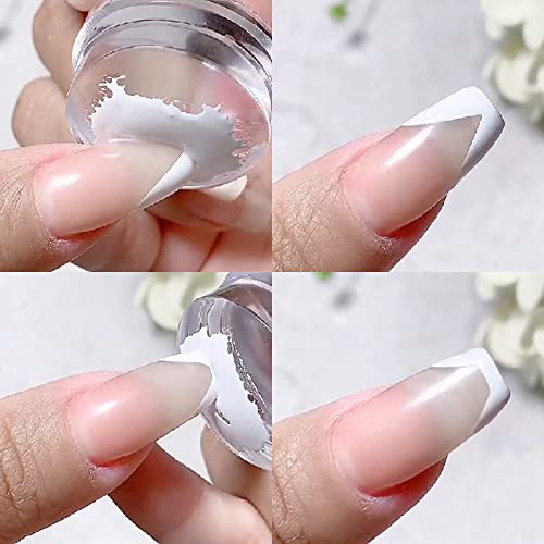 Silicone Nail Stamper, Nail Art Stamper, Clear Jelly Stamper For Nails, Pink Silicone Jelly Head French Tips Manicure Tools For Nail Arts Diy Nail Decoration Accessories #TOP6