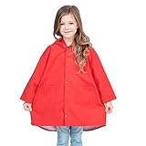 Kids Girls Raincoat Baby Boys Girls Rain Poncho Rain Wear Rain Coat Cape Toddlers Rain Jacket Rainwear Rain Gear Waterproof Hood Jacket Outdoor Festival Clothing Age 2~6 (Red, XL)