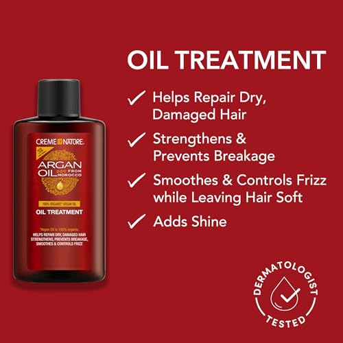 Creme of Nature Argan Oil Treatment, Adds Shine & Smooths Frizz, Strengthens and Repairs Dry Hair, Lightweight Daily Oil with Argan Oil, 3 fl oz