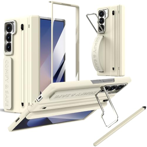 Coque Galaxy Z Fold 5 abricot avec protège-charnière et stylet