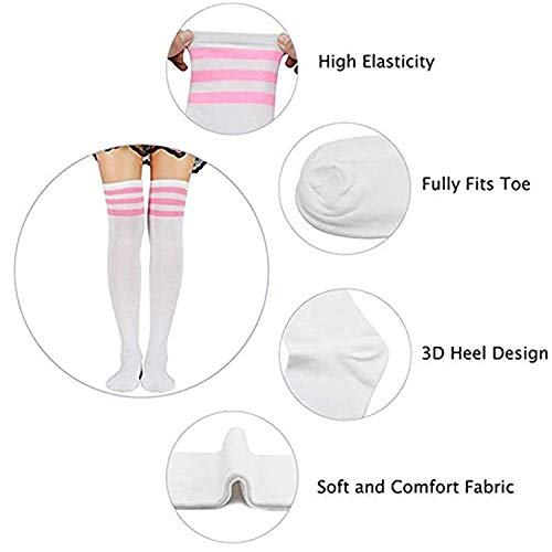 Image of Century Star Thigh High Socks Long Over Knee High Socks for Women Casual Athlete Striped Knee High Stocking