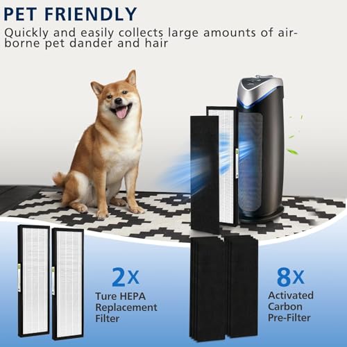 FLT4825 HEPA Filter B Replacement Compatible with G-guardian Air Purifier Models AC4825 AC4300 AC4800 AC4850PT AC4900CA AC4820 AP2200CA with 8 Activated Carbon Pre-Filters