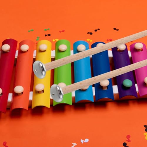 1 par de baquetas para glockenspiel de mango corto con cabeza metálica para xilófono miniatura 5