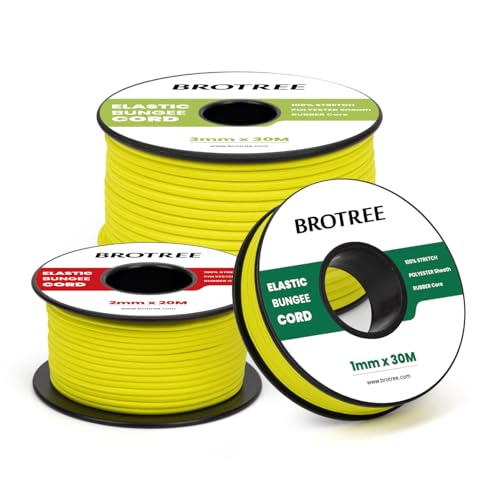 Brotree Elastic Cord Bungee Cord 1mm x 20m Elastic String Rope for DIY Crafts, Sewing, Beading, Jewellery, Necklace, Bracelet