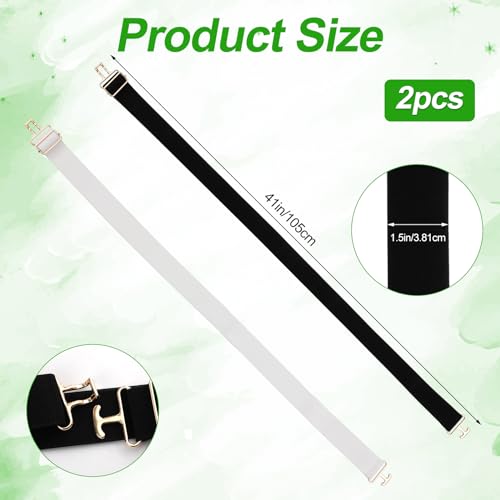 Women's 2pcs 1.5in Elastic Equestrian Belt, Surcingle Buckle Horse Bit Belt for Horseback Riding Sports, Black, Medium2